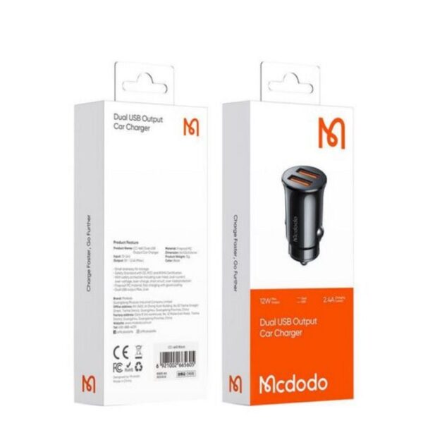 شارژر فندکی 2 پورت مک دودو مدل MCDODO CC-6602