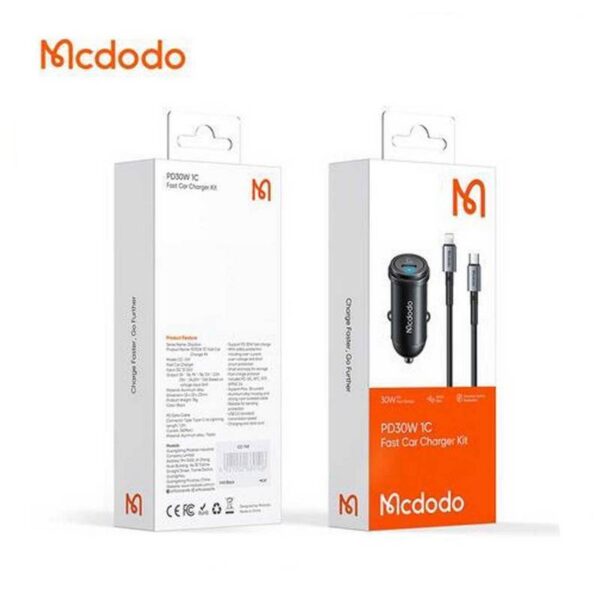 شارژر فندکی 30 وات مک دودو مدل MCDODO CC-7492 بهمراه کابل شارژ