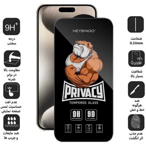 گلس محافظ صفحه نمایش حریم شخصی (پرایویسی) مدل Privacy Hey Bingo مناسب برای گوشی موبایل اپل iPhone XS MAX / 11 pro max