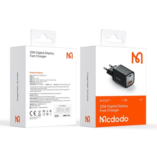 شارژر آداپتور دیواری 2 پورت 33 وات مک دودو مدل MCDODO CH-1701