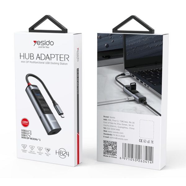 هاب 5 پورت usb-c یسیدو مدل HB24