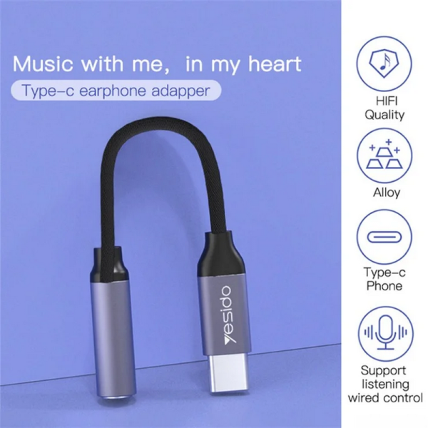 مبدل USB-C به جک 3.5 میلی متری یسیدو مدل YAU-19