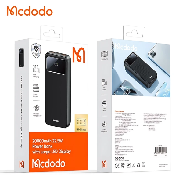 پاوربانک مک دودو مدل MC-4230 LED ظرفیت 20000 میلی آمپر