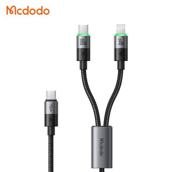 کابل شارژ سریع 100وات تایپ سی به لایتنینگ+تایپ سی مکدودو مدل CA-6700