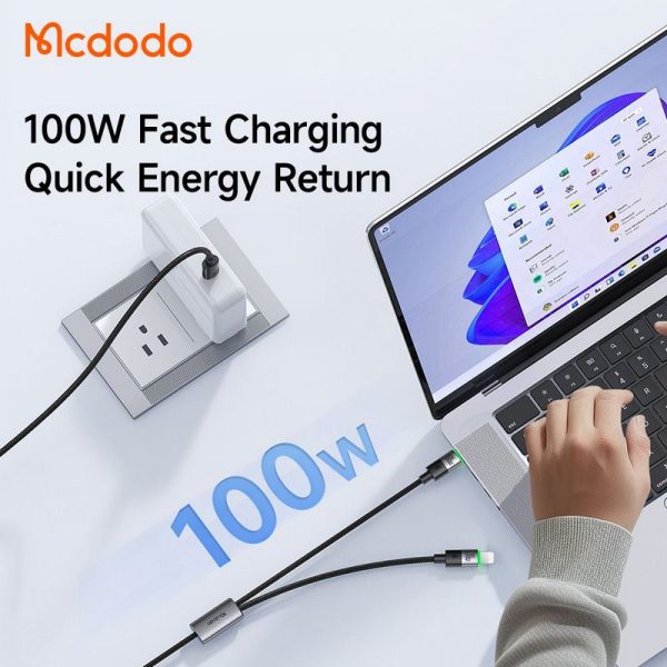 کابل شارژ سریع 100وات تایپ سی به لایتنینگ+تایپ سی مکدودو مدل CA-6700