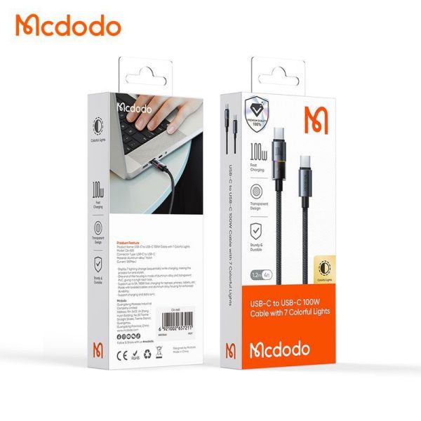 کابل شارژ دو سر تایپ سی 100 وات مک دودو Mcdodo CA-8200