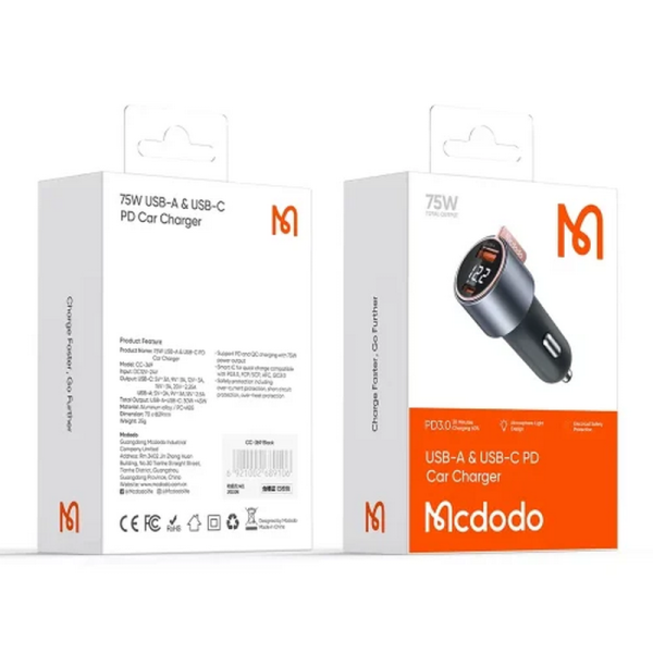 شارژر فندکی 75وات دو پورت مک دودو مدل CC-3690