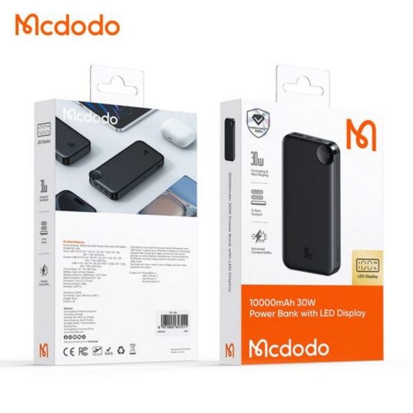 پاوربانک ۱۰۰۰۰ مک دودو مدل MC-3850 با توان ۳۰ وات