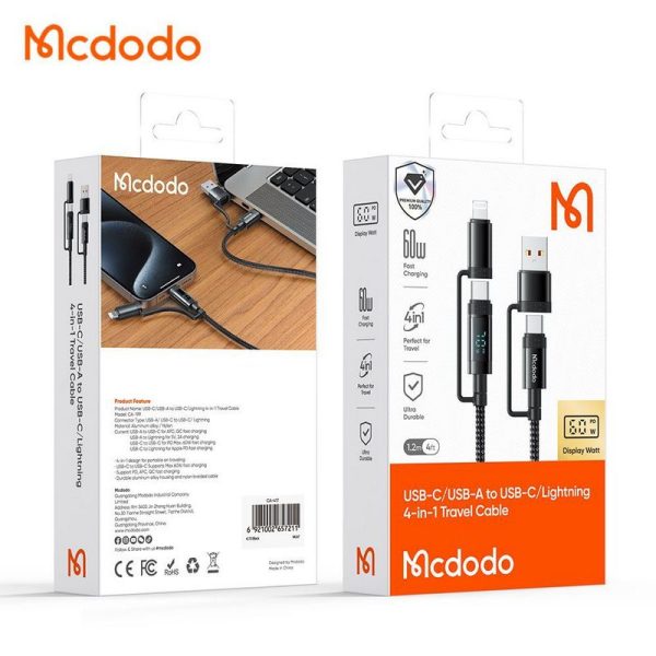 کابل شارژ USB-C به USB/لایتنینگ مک دودو مدل CA-1990 طول 1.2 متر