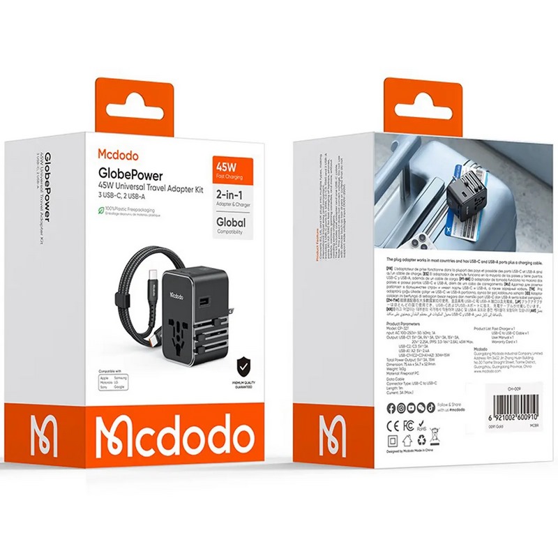 آداپتور شارژ مسافرتی 45 وات مکدودو با کابل CP-3270
